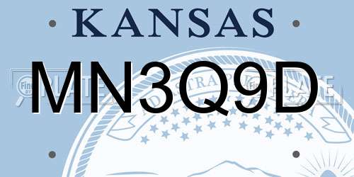 MN3Q9D Kansas License Plate