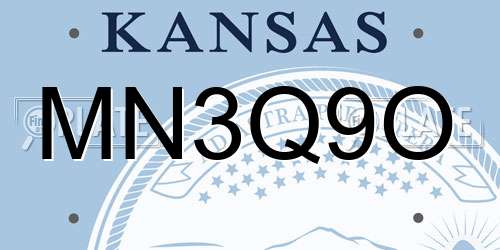 MN3Q9O Kansas License Plate
