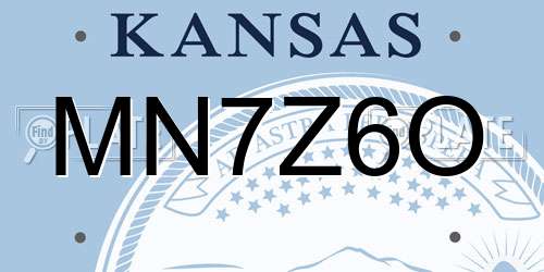 MN7Z6O Kansas License Plate