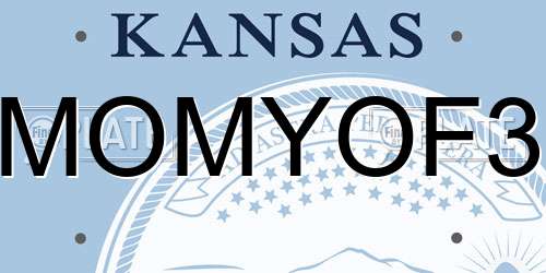 MOMYOF3 Kansas License Plate