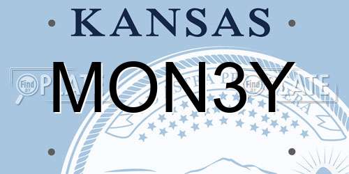MON3Y Kansas License Plate