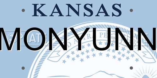 MONYUNN Kansas License Plate