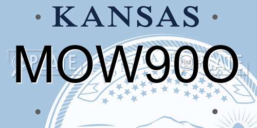 MOW90O Kansas License Plate