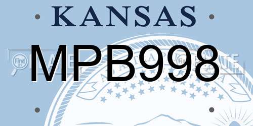 MPB998 Kansas License Plate