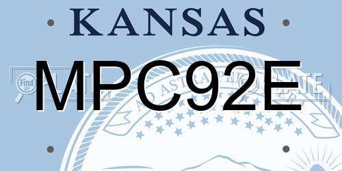MPC92E Kansas License Plate