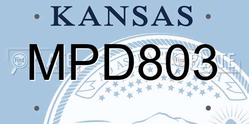 MPD803 Kansas License Plate
