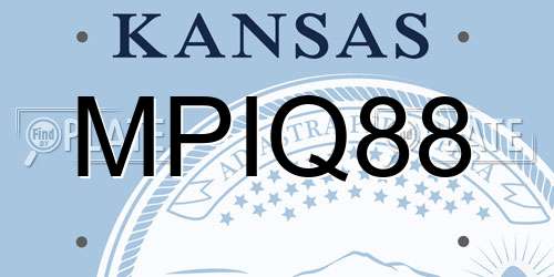 MPIQ88 Kansas License Plate