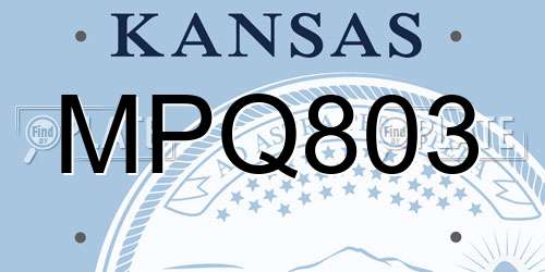 MPQ803 Kansas License Plate