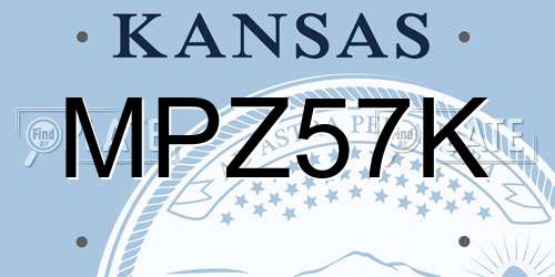 MPZ57K Kansas License Plate