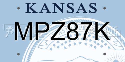 MPZ87K Kansas License Plate