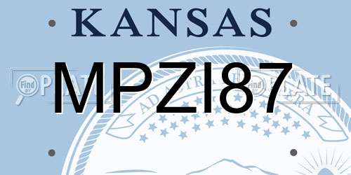 MPZI87 Kansas License Plate