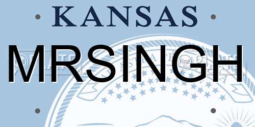 MRSINGH Kansas License Plate