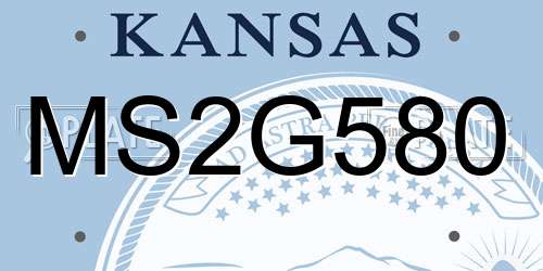 MS2G580 Kansas License Plate
