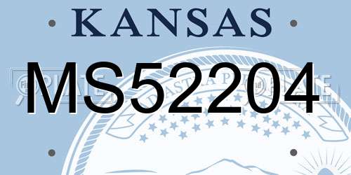 MS52204 Kansas License Plate