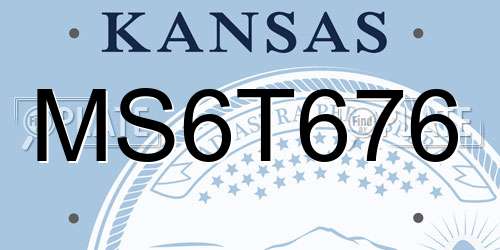 MS6T676 Kansas License Plate