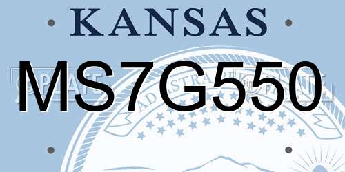 MS7G550 Kansas License Plate