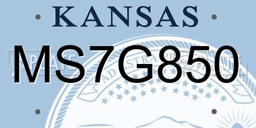 MS7G850 Kansas License Plate
