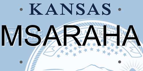 MSARAHA Kansas License Plate