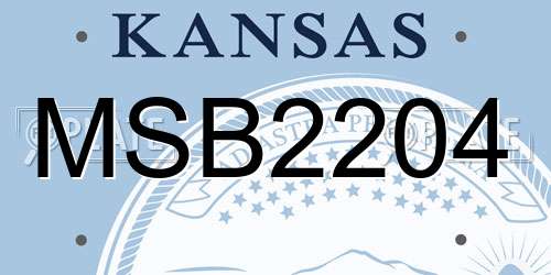 MSB2204 Kansas License Plate