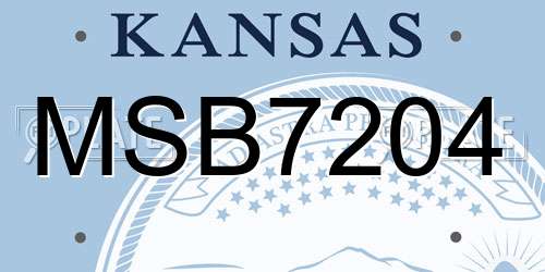 MSB7204 Kansas License Plate