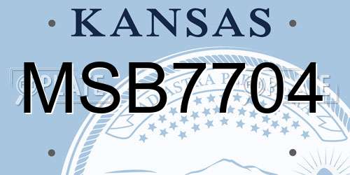 MSB7704 Kansas License Plate