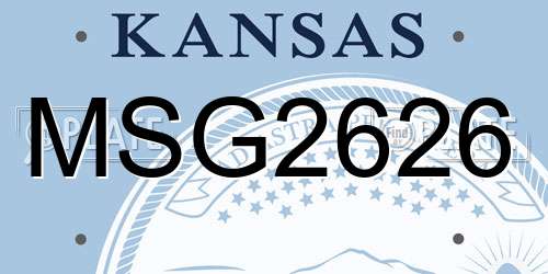 MSG2626 Kansas License Plate