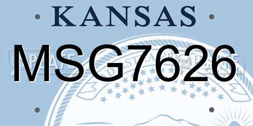MSG7626 Kansas License Plate