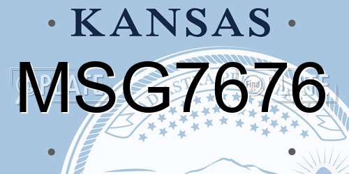 MSG7676 Kansas License Plate