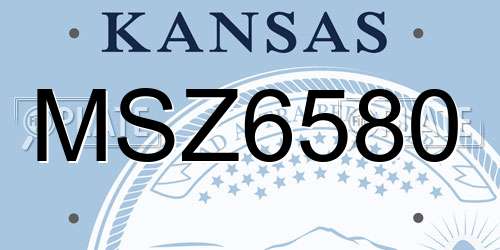 MSZ6580 Kansas License Plate