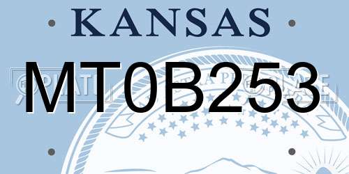 MT0B253 Kansas License Plate
