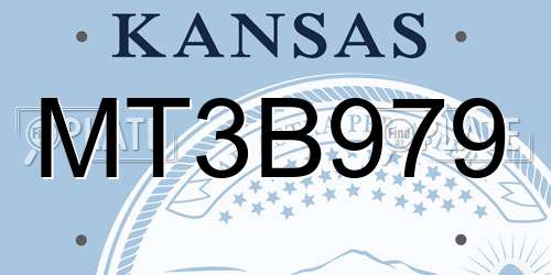 MT3B979 Kansas License Plate