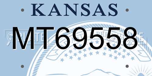 MT69558 Kansas License Plate