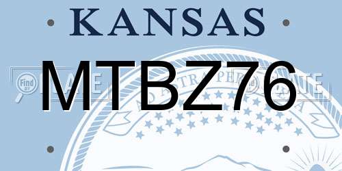 MTBZ76 Kansas License Plate