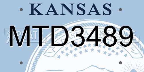MTD3489 Kansas License Plate