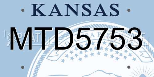 MTD5753 Kansas License Plate