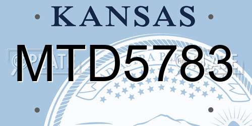 MTD5783 Kansas License Plate