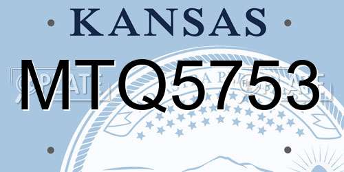 MTQ5753 Kansas License Plate