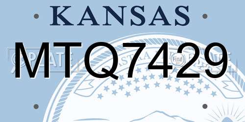 MTQ7429 Kansas License Plate