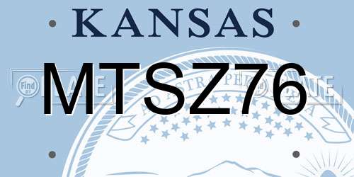 MTSZ76 Kansas License Plate