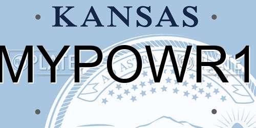 MYPOWR1 Kansas License Plate