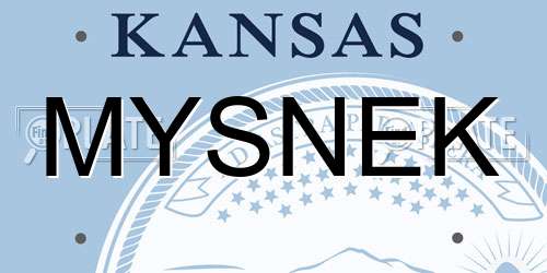 MYSNEK Kansas License Plate