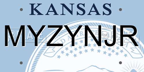 MYZYNJR Kansas License Plate