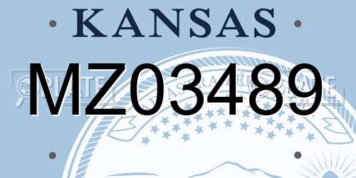 MZ03489 Kansas License Plate