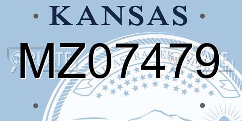 MZ07479 Kansas License Plate