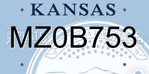 MZ0B753 Kansas License Plate