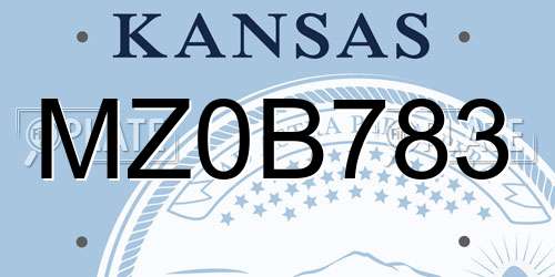 MZ0B783 Kansas License Plate
