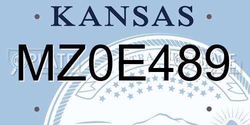 MZ0E489 Kansas License Plate