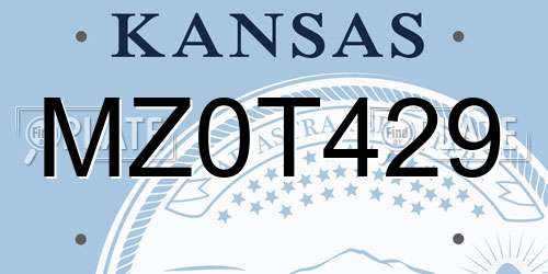 MZ0T429 Kansas License Plate