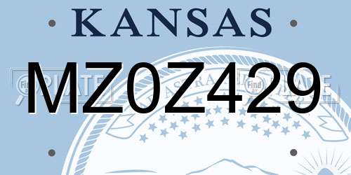 MZ0Z429 Kansas License Plate