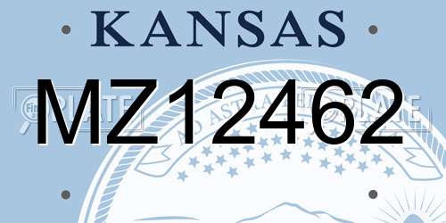 MZ12462 Kansas License Plate